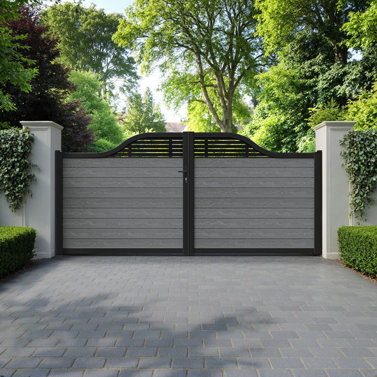 Classic Aspen Curved Top Driveway Gate - Mid Grey - Top Screen