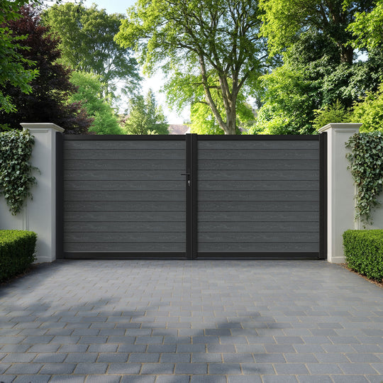 Classic Dark Grey Straight Top Driveway Gate
