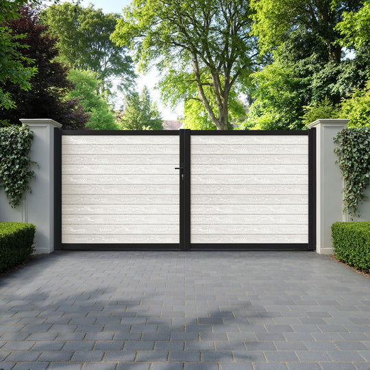 Classic Light Stone Straight Top Driveway Gate