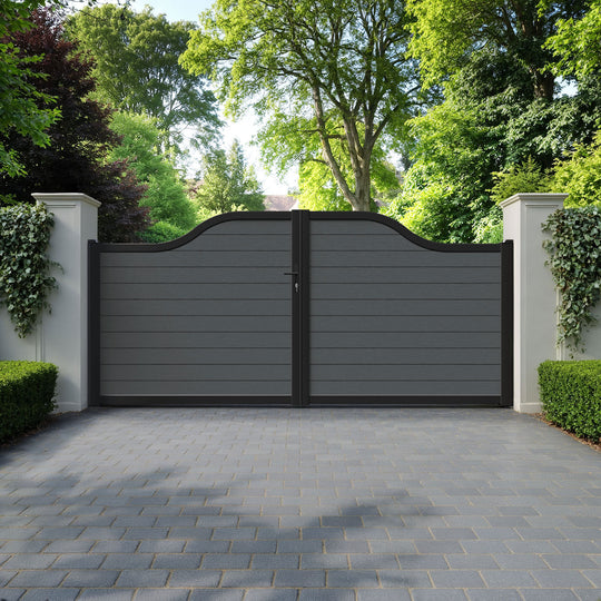 Fusion Dark Grey Curved Top Driveway Gate
