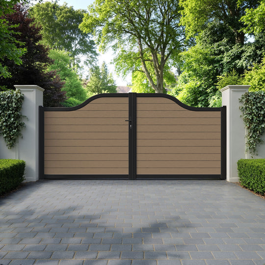 Fusion Teak Curved Top Driveway Gate