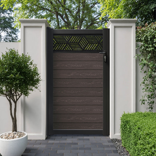 Classic Cubed Pedestrian Gate - Mid Brown