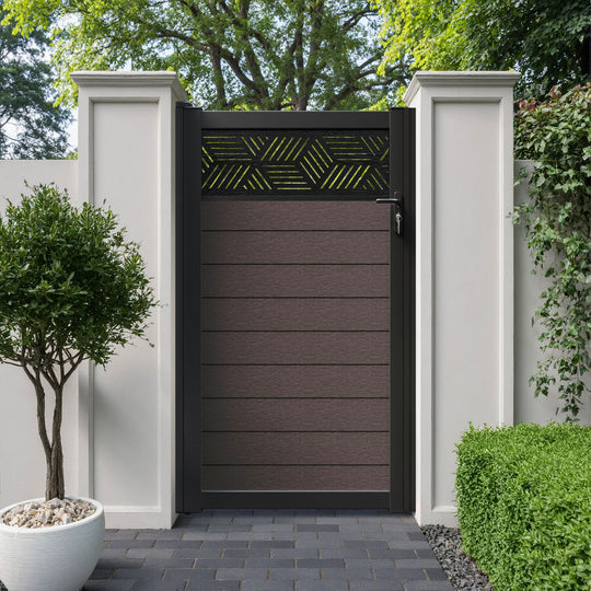 Fusion Cubed Pedestrian Gate - Mid Brown