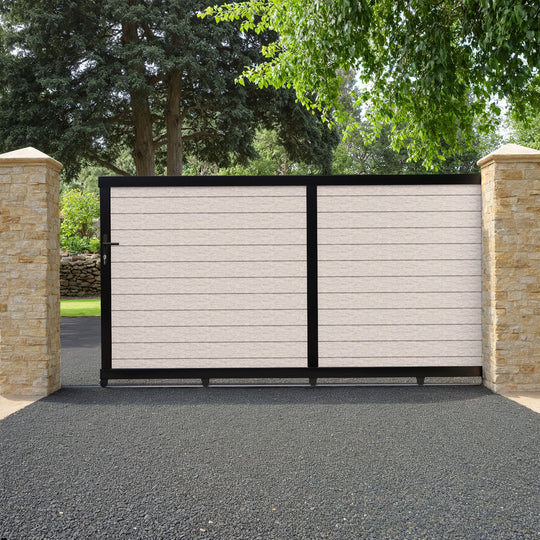Fusion Mid Stone Sliding Driveway Gate