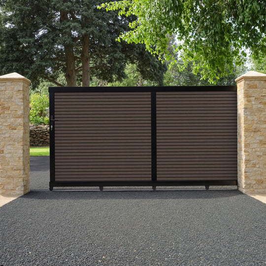 Hudson Mid Brown Sliding Driveway Gate