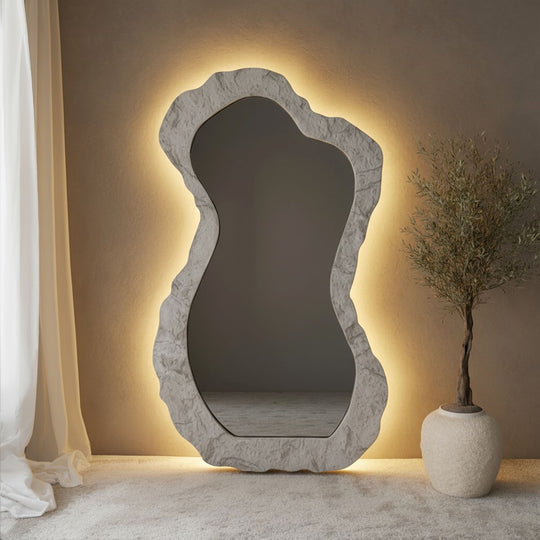 Tessaro Framed Misshaped Full-Length Leaner Mirror - with LED