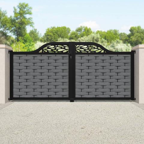 Ripple Blossom Curved Top Driveway Gate - Mid Grey - Top Screen