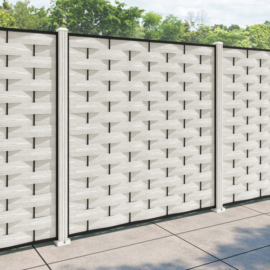 Ripple Fence Panel - Light Stone - with our composite posts