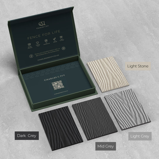 Ripple (Grained Finish) - Shades of Grey Fence Slat Sample Pack