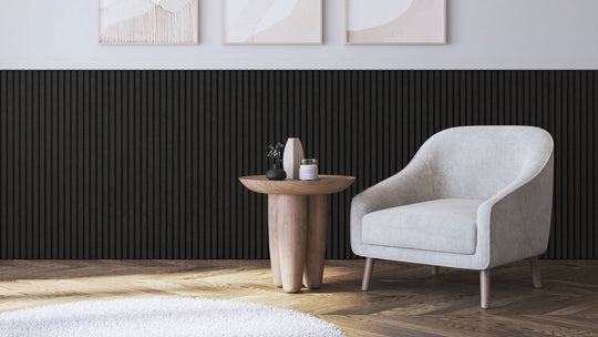 InsuSlat™ Wall Panel - Black - H120cm x W60cm (Pack of 2) = H120cm x W120cm