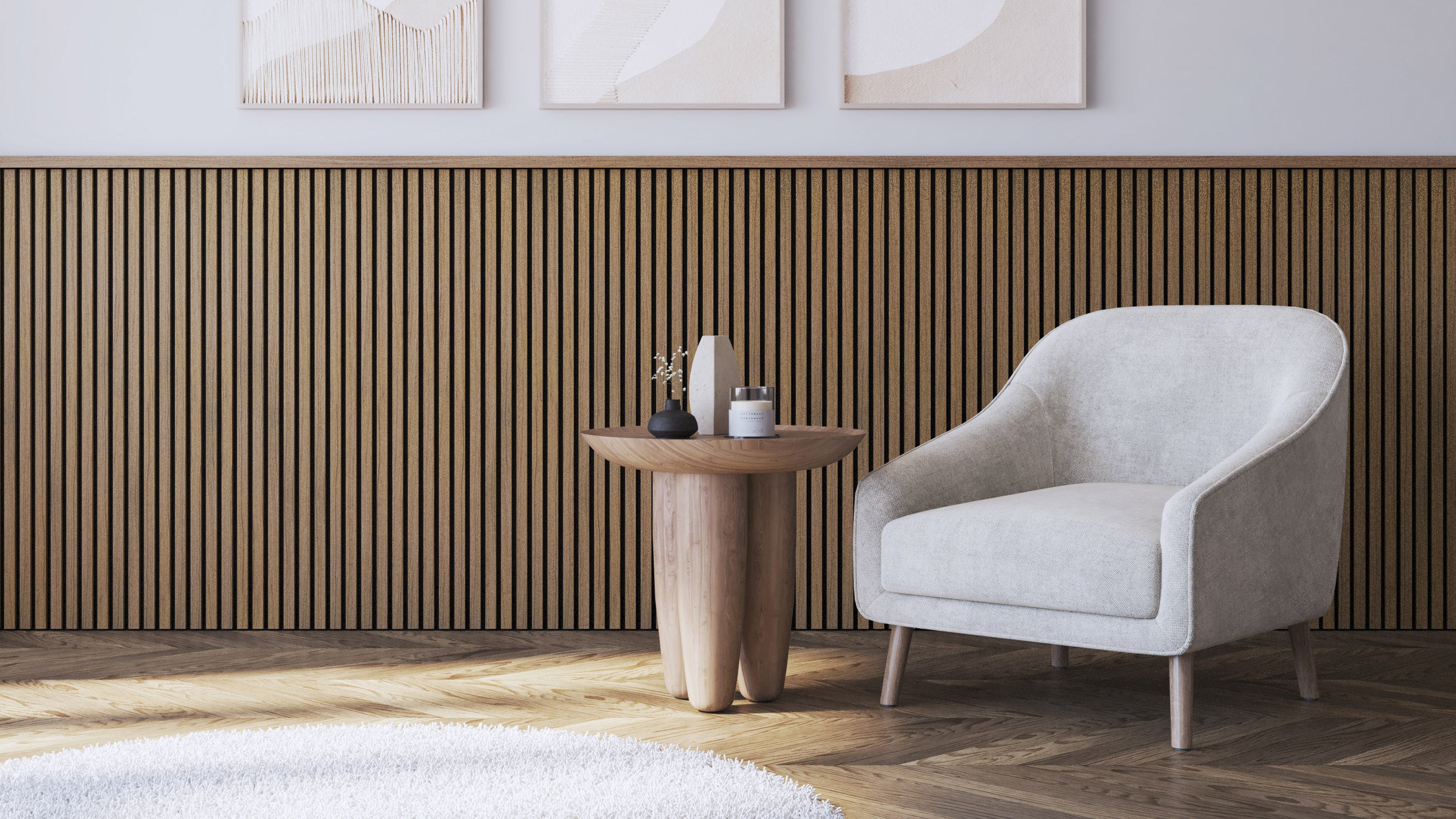 InsuSlat™ Wall Panel - Mid Walnut - H120cm x W60cm (Pack of 2