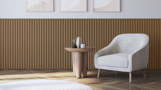 InsuSlat™ Wall Panel - Warm Oak - H120cm x W60cm (Pack of 2) = H120cm x W120cm