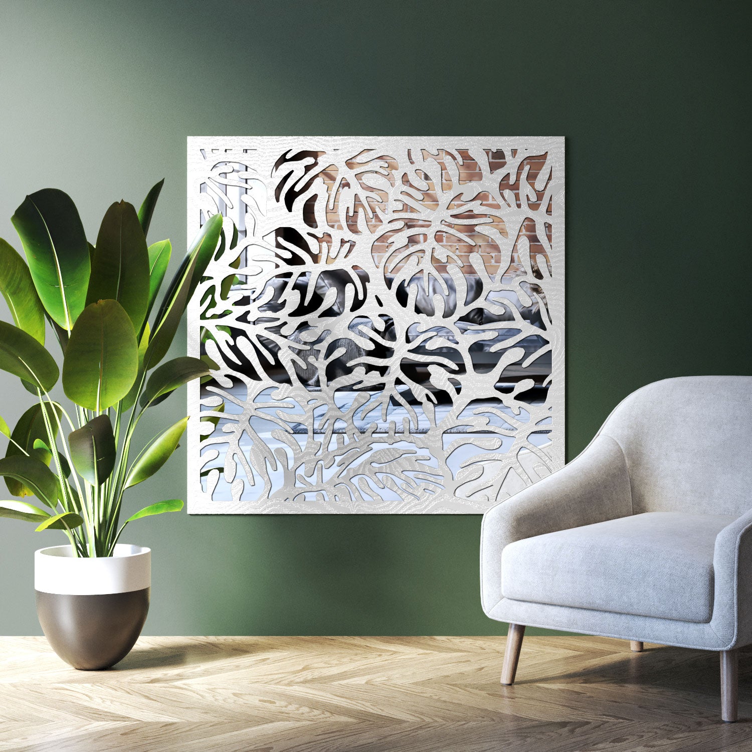 Botanic indoor decorative mirrored panel