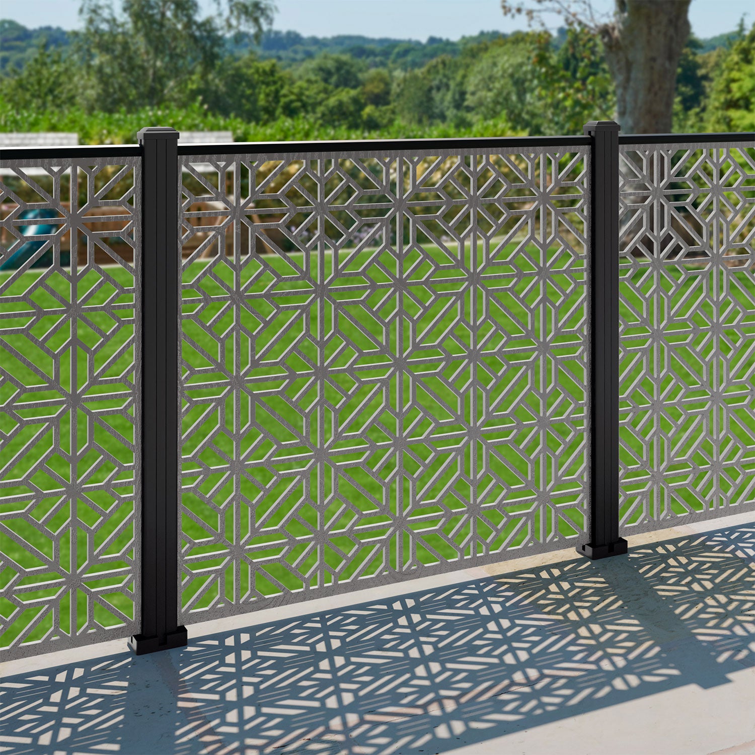 Geo Decorative Fence - 120x120cm - with our aluminium posts