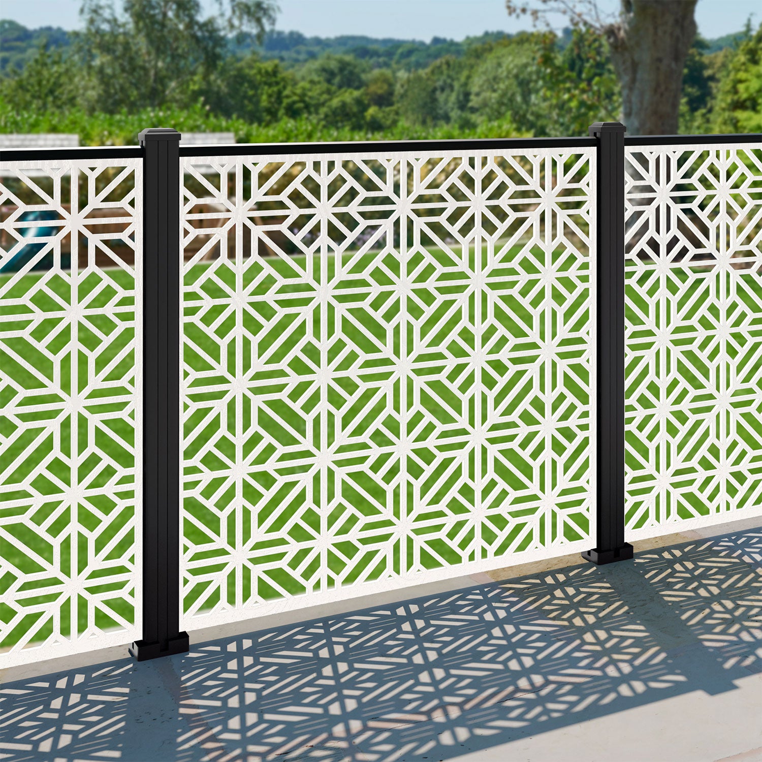 Geo Decorative Fence - 120x120cm - with our aluminium posts
