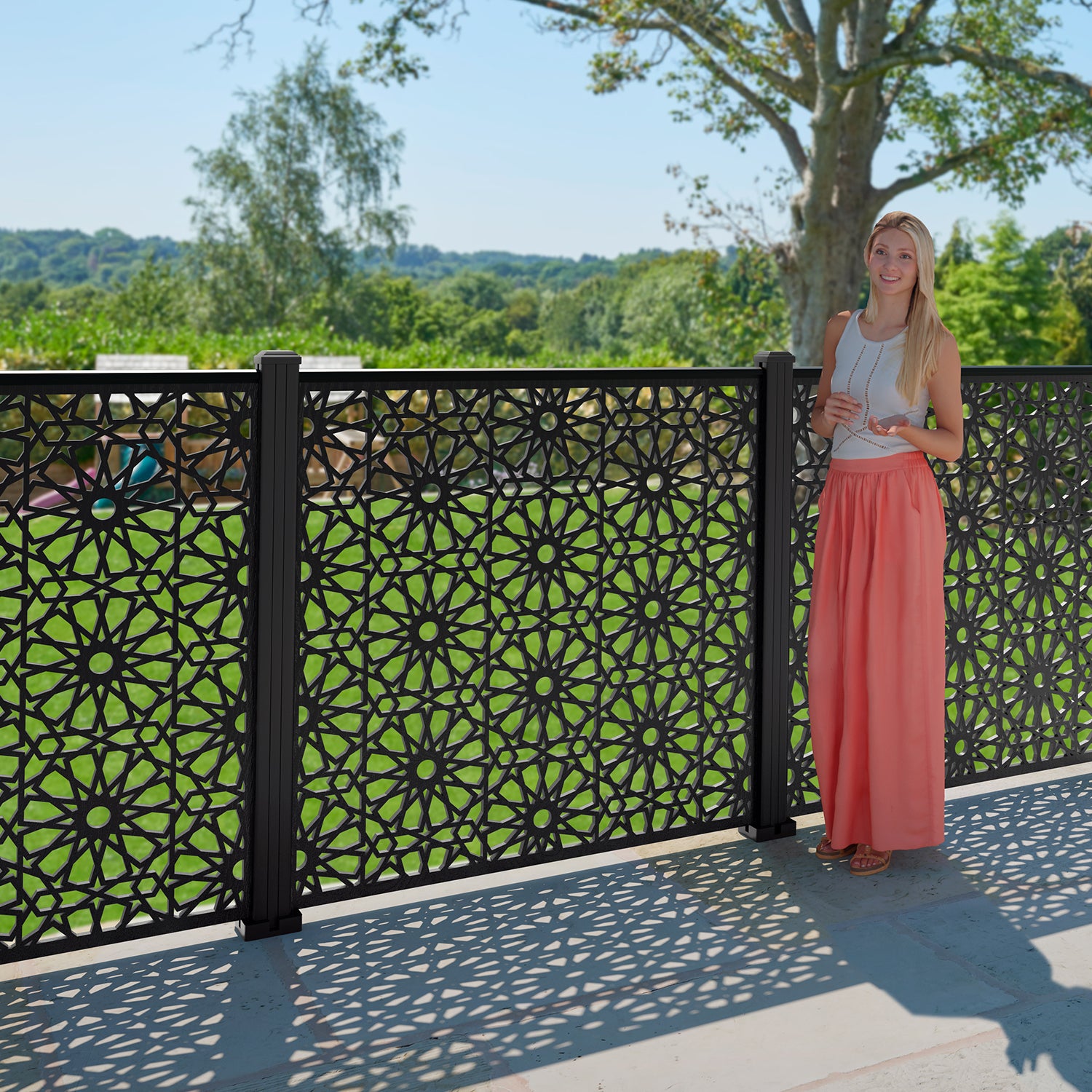 Hambra Decorative Fence - 120x120cm - with our composite posts