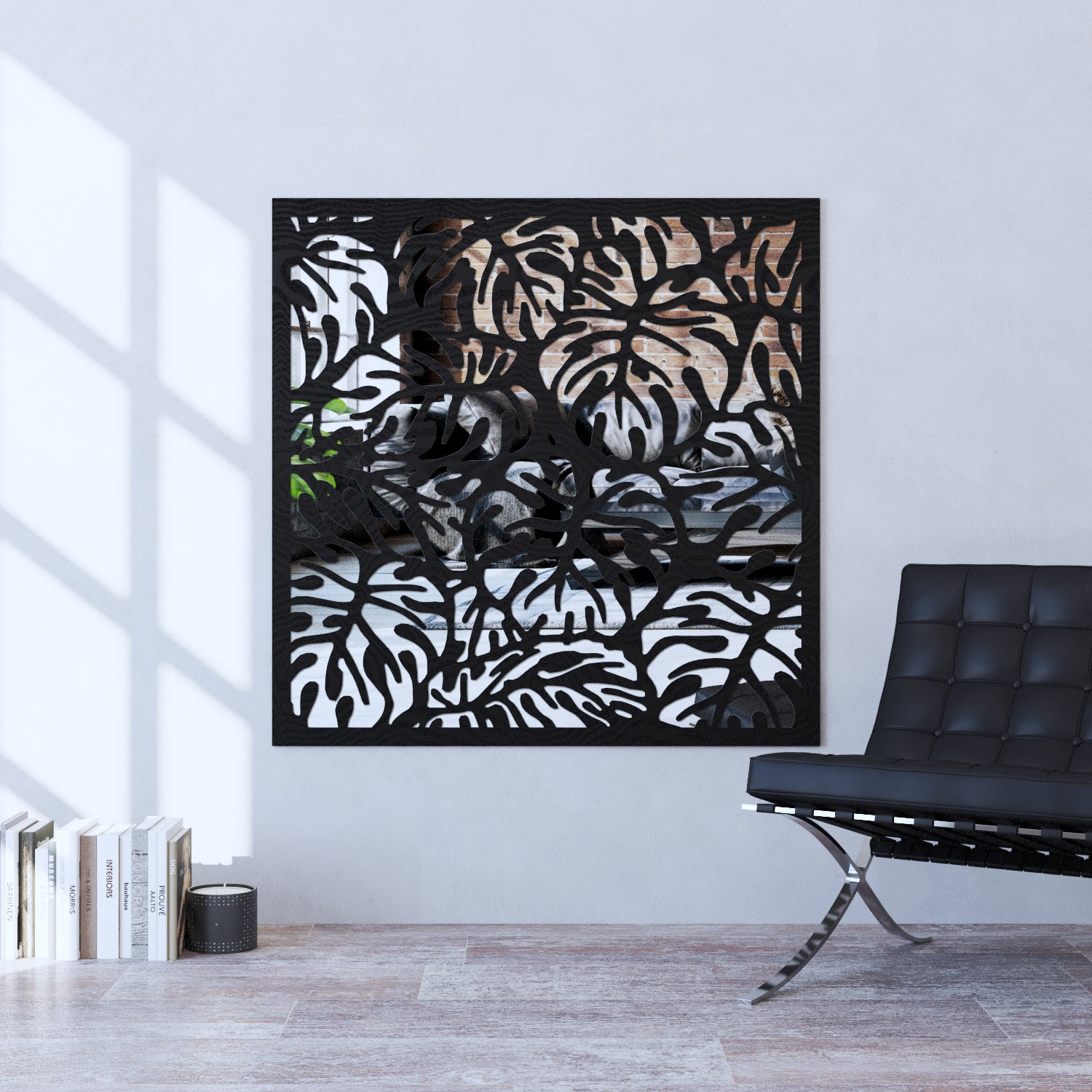 Botanic indoor decorative mirrored panel