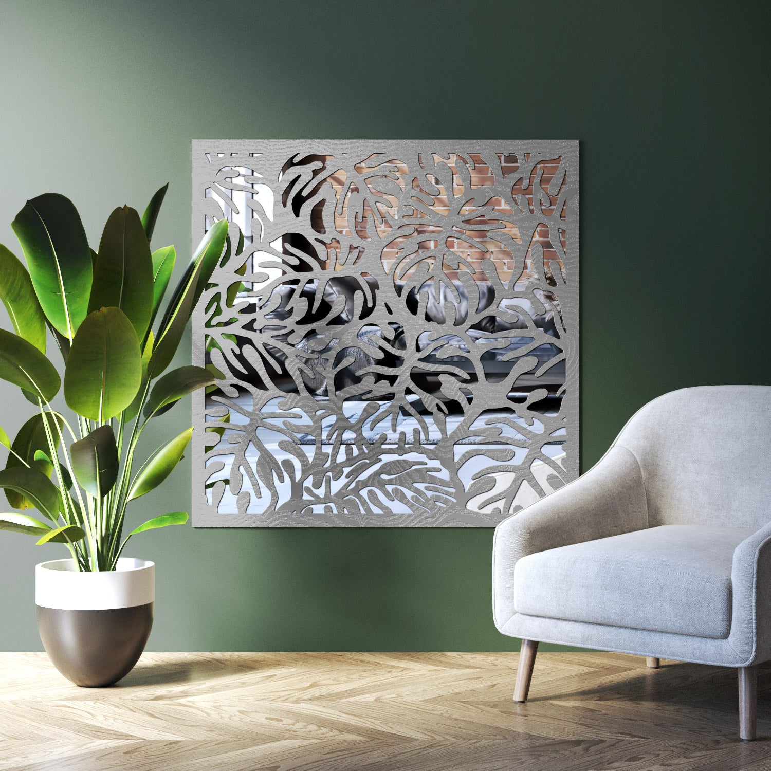 Botanic indoor decorative mirrored panel