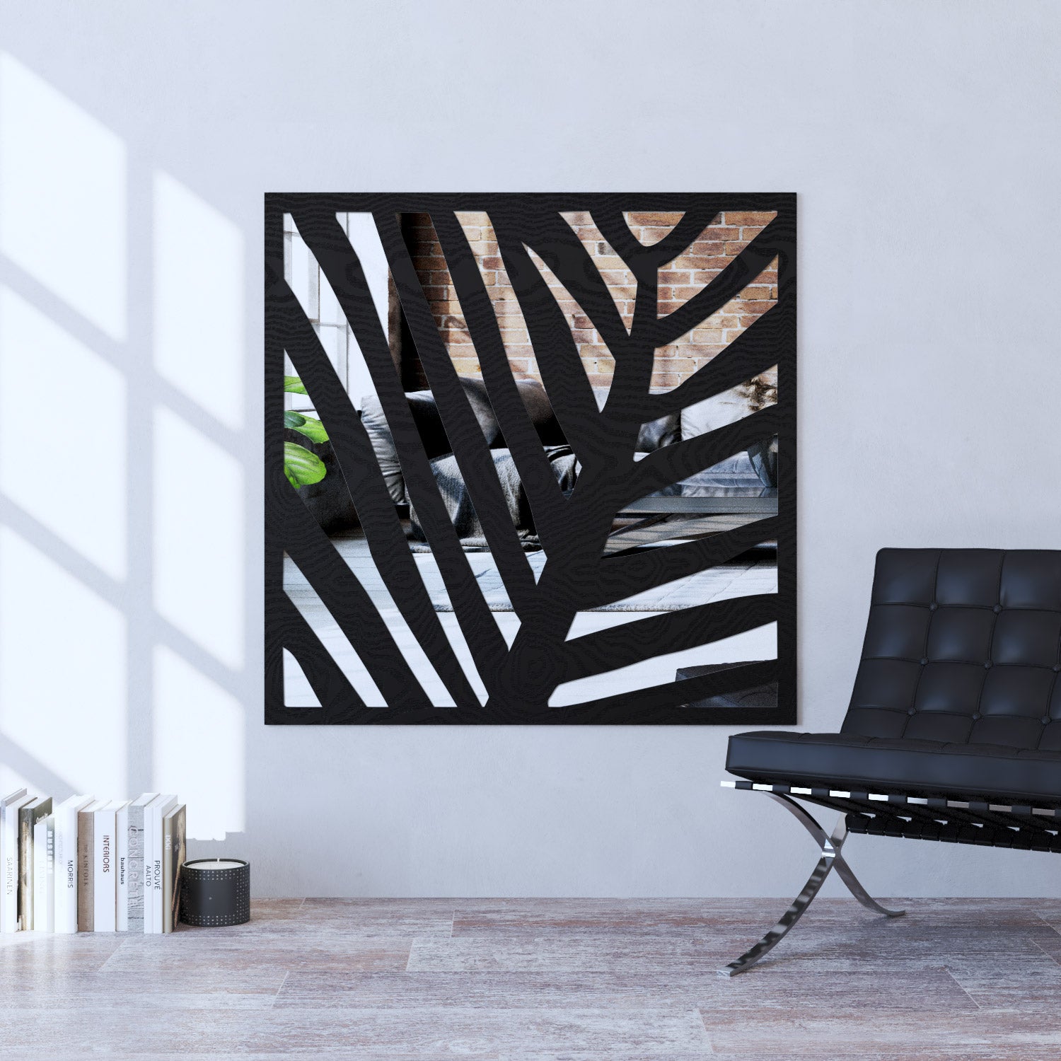 Palm indoor decorative mirrored panel