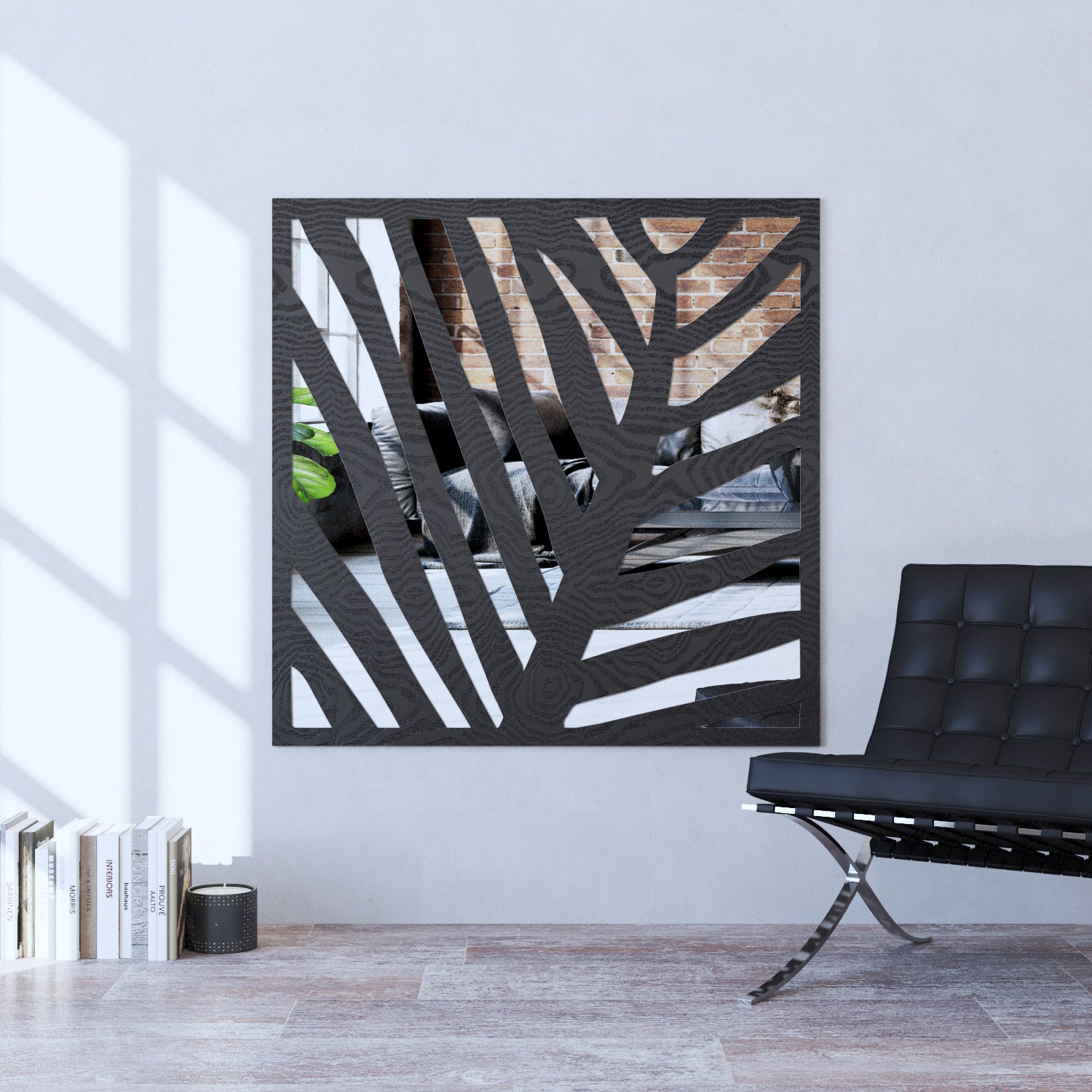 Palm indoor decorative mirrored panel