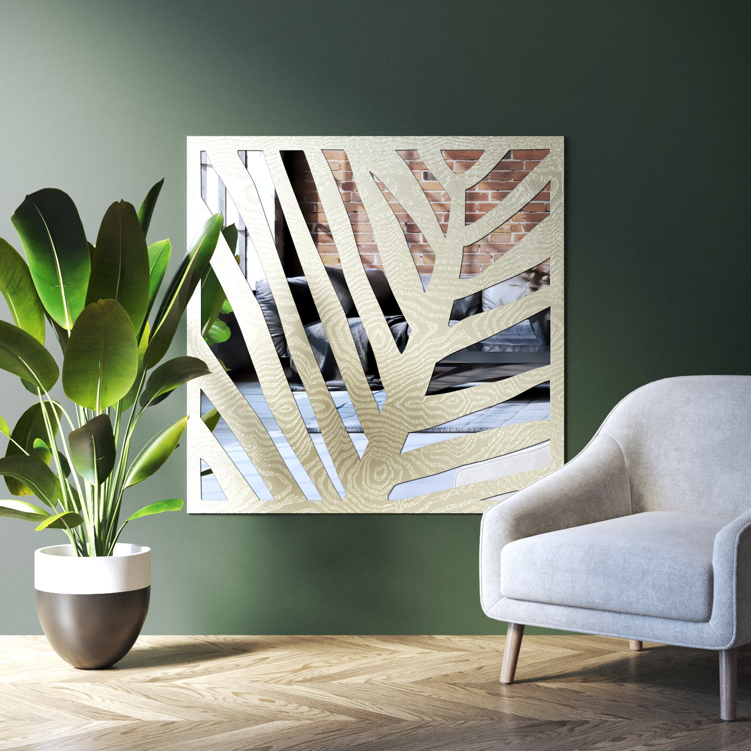 Palm indoor decorative mirrored panel