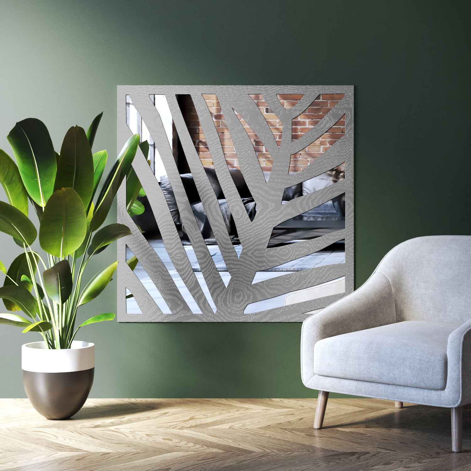 Palm indoor decorative mirrored panel