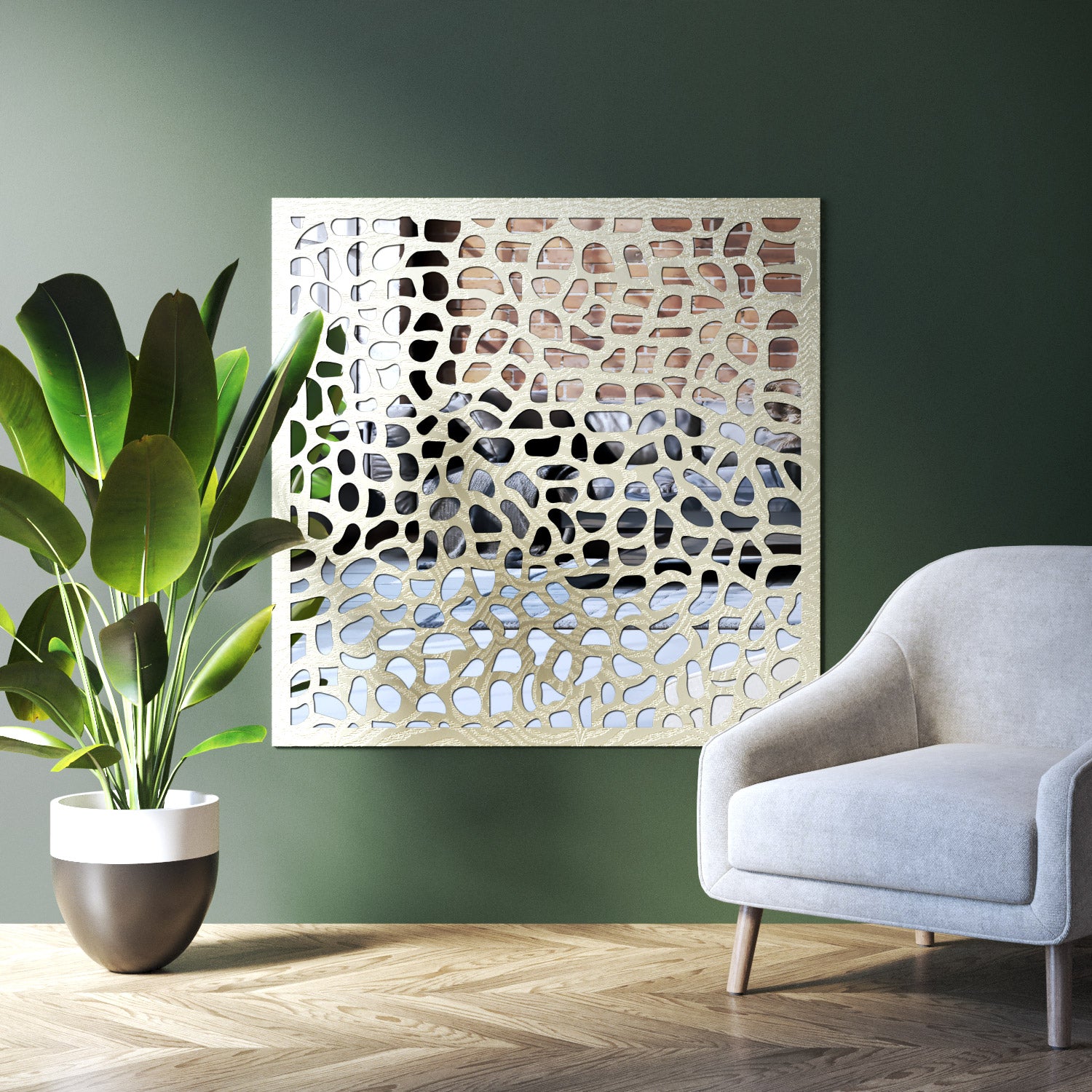 Pebble indoor decorative mirrored panel