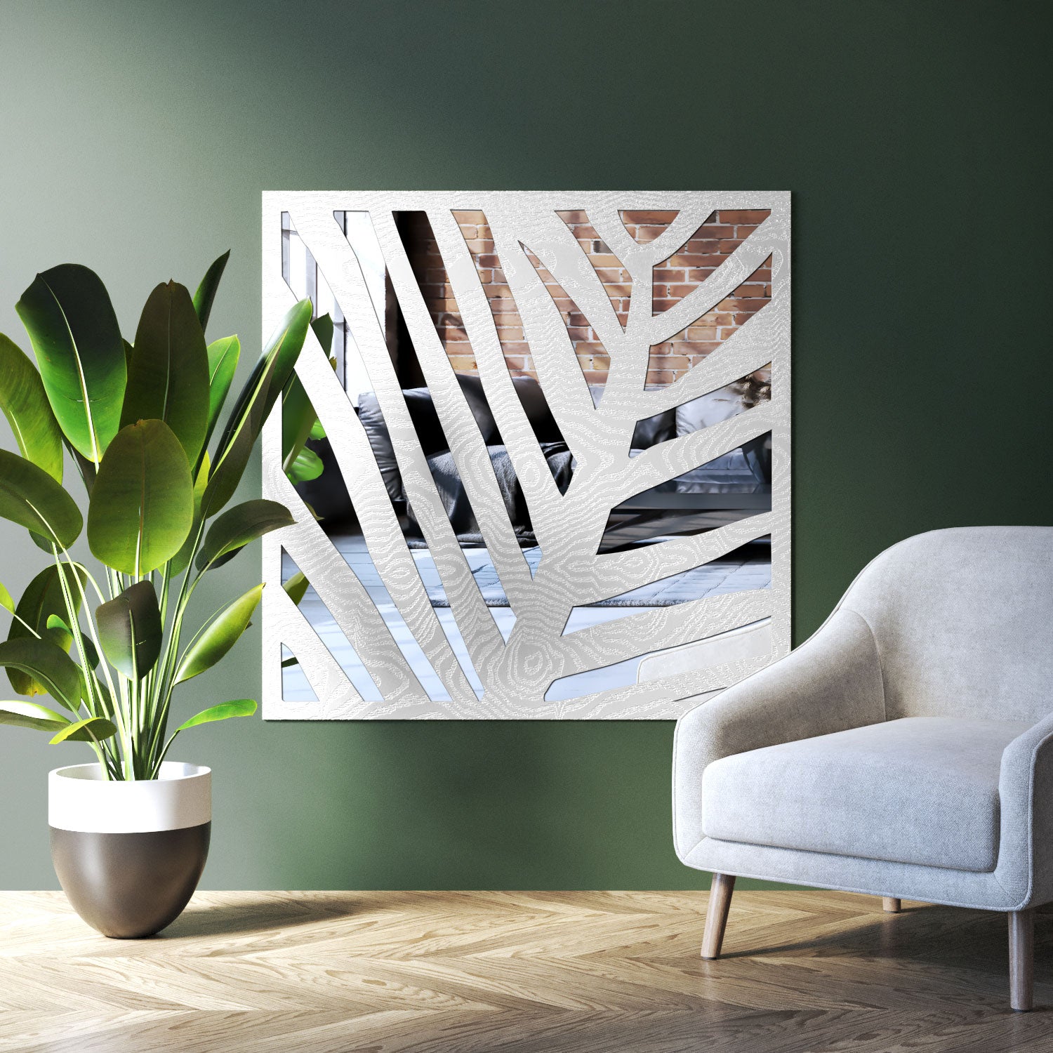 Palm indoor decorative mirrored panel