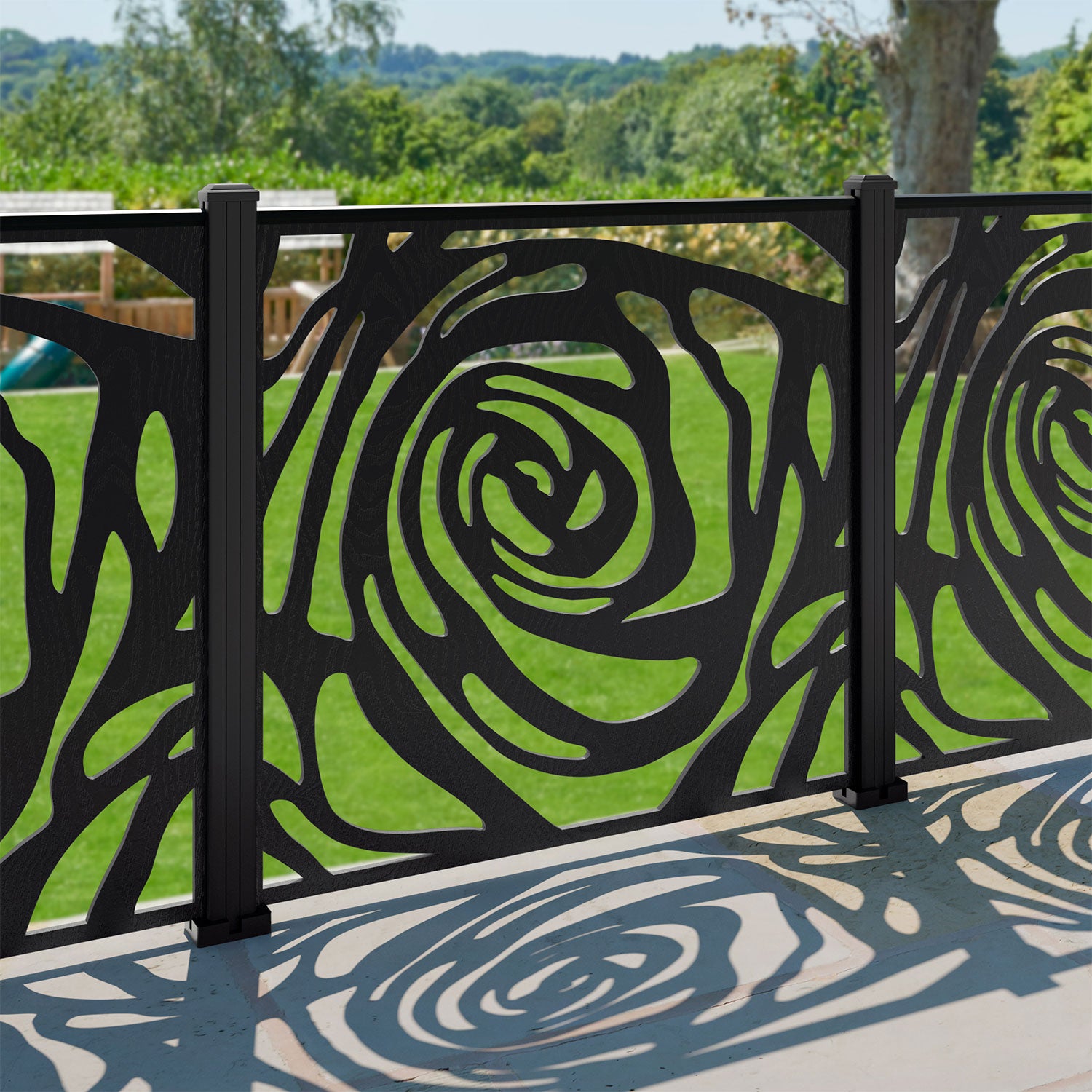 Roses Decorative Fence - 120x120cm - with our aluminium posts