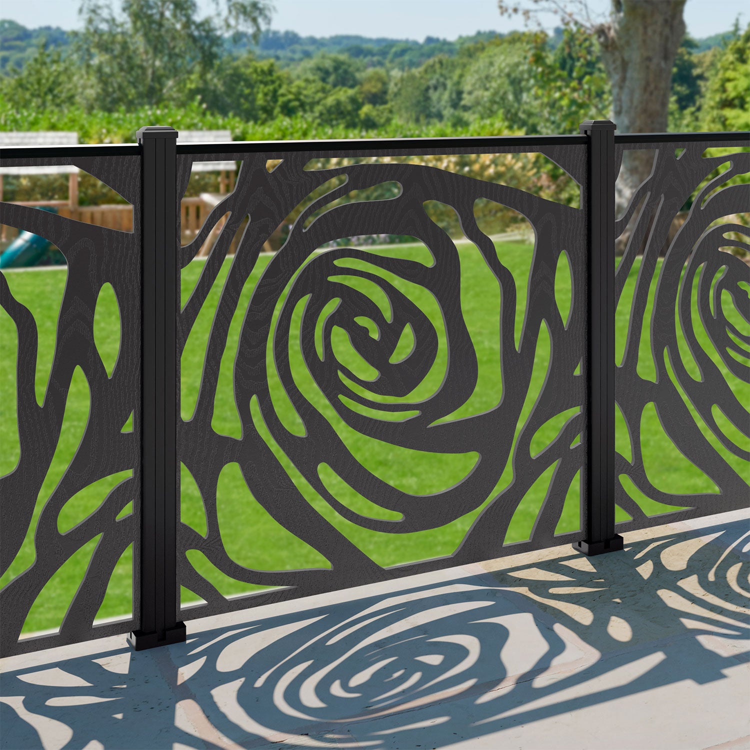 Roses Decorative Fence - 120x120cm - with our aluminium posts