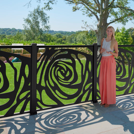 Roses Decorative Fence - 120x120cm - with our aluminium posts