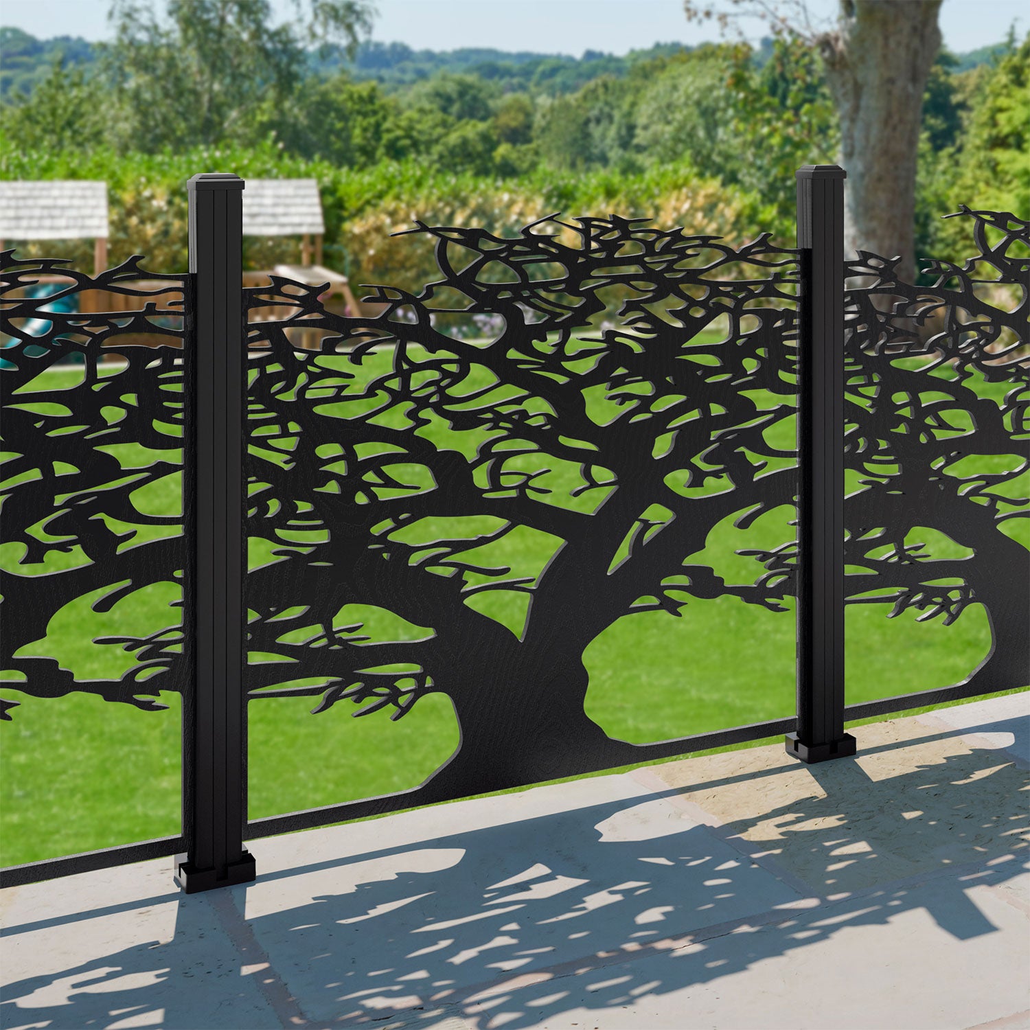 Sherwood Open Decorative Fence - 120x120cm - with our aluminium posts