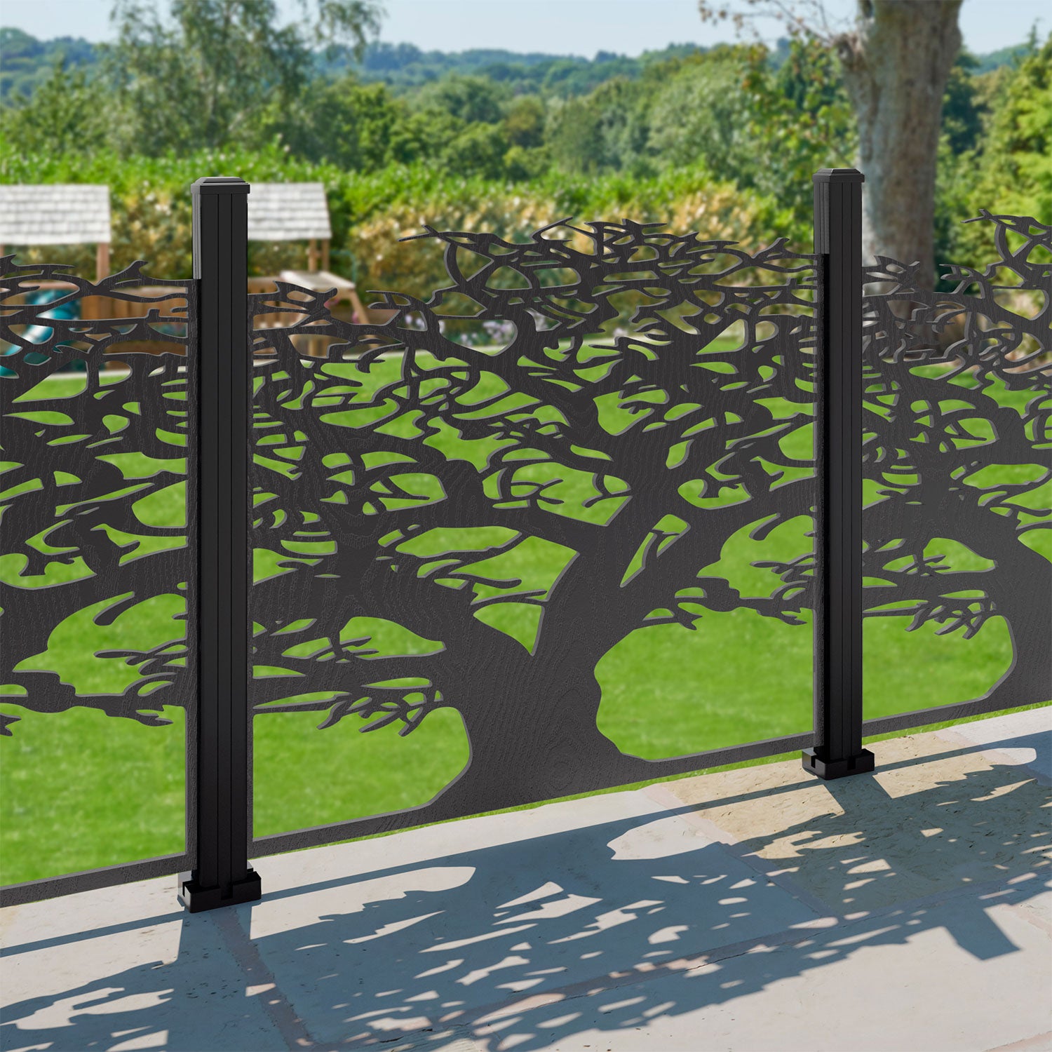 Sherwood Open Decorative Fence - 120x120cm - with our aluminium posts