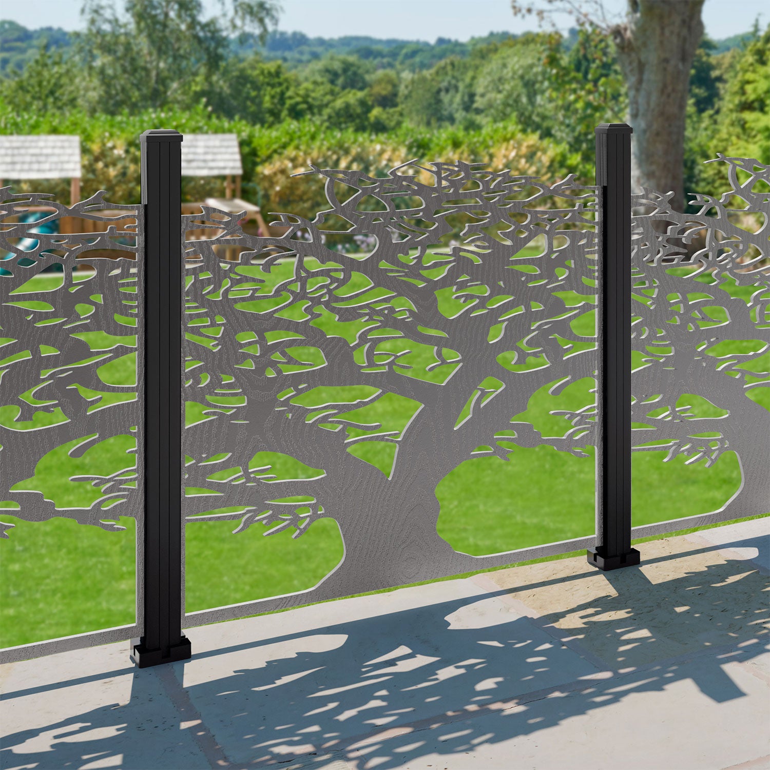 Sherwood Open Decorative Fence - 120x120cm - with our aluminium posts