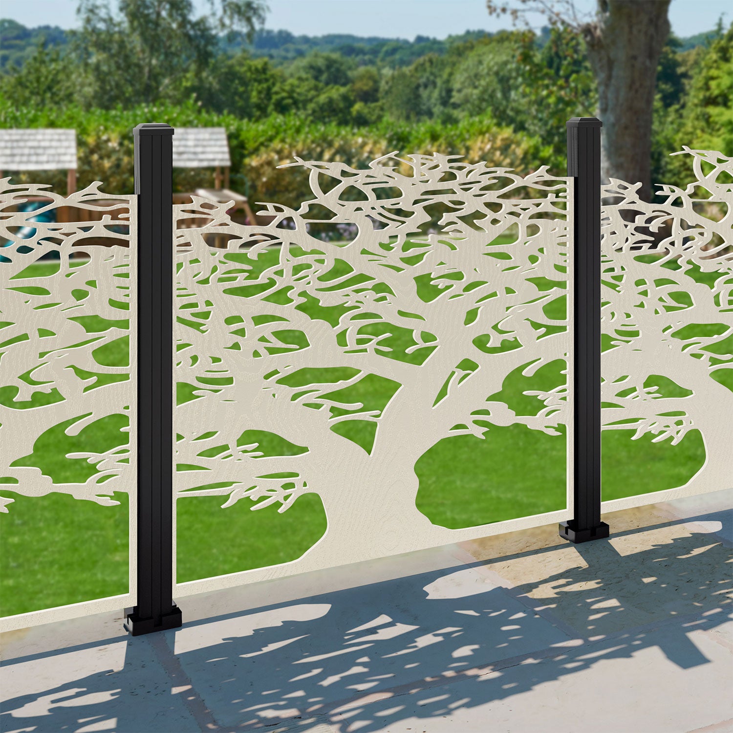 Sherwood Open Decorative Fence - 120x120cm - with our aluminium posts