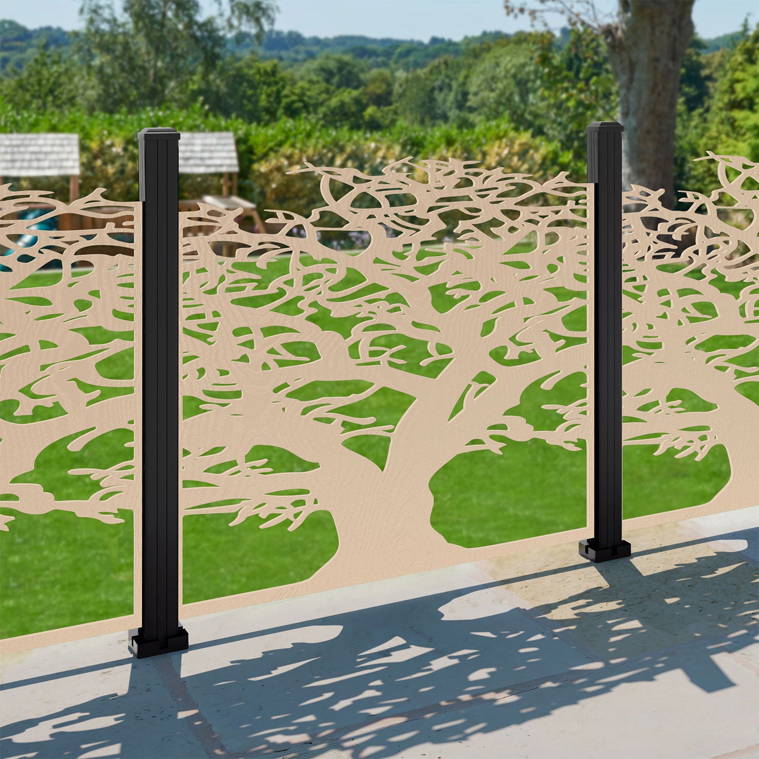 Sherwood Open Decorative Fence - 120x120cm - with our aluminium posts