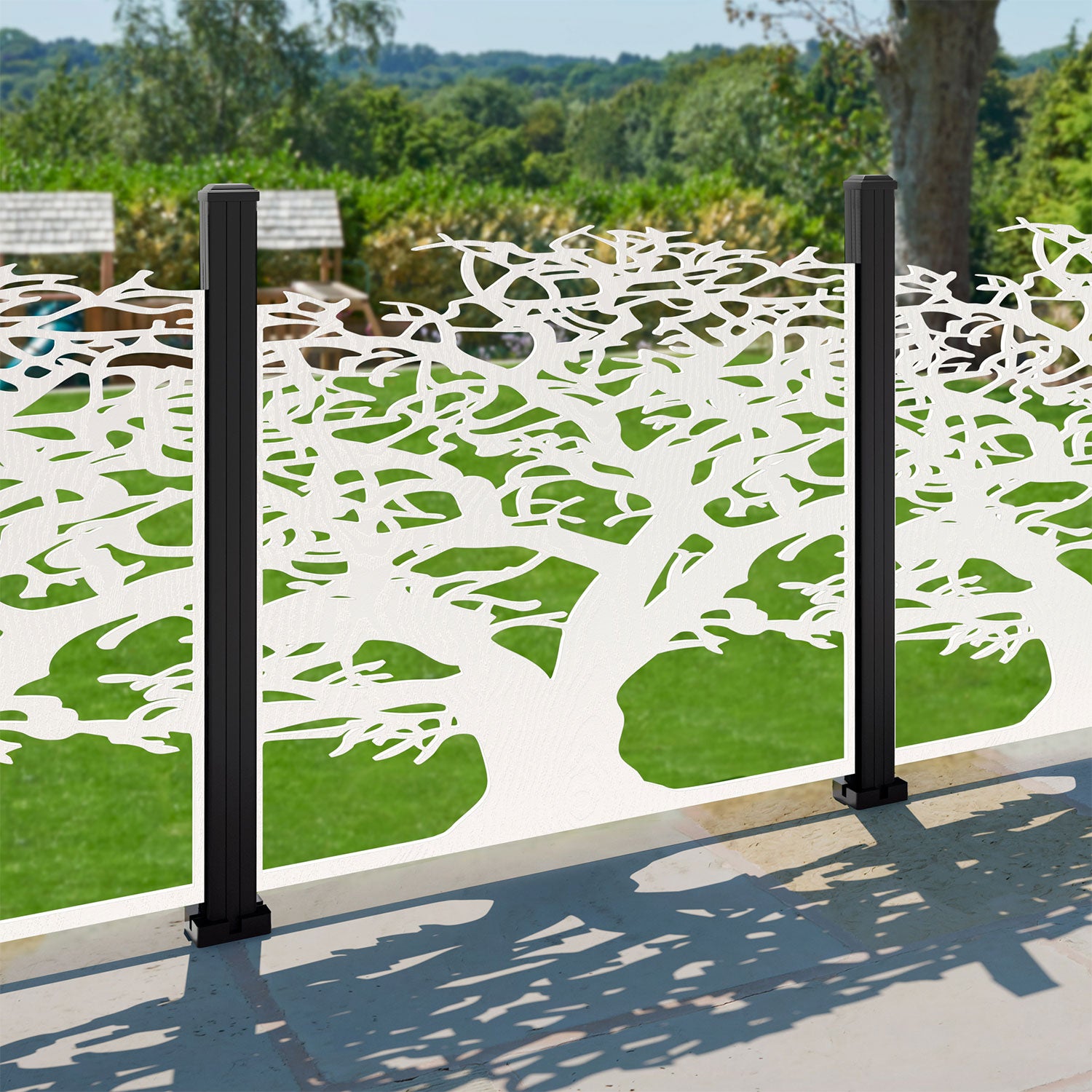 Sherwood Open Decorative Fence - 120x120cm - with our aluminium posts