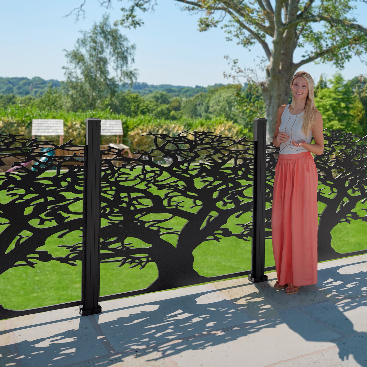 Sherwood Open Decorative Fence - 120x120cm - with our aluminium posts