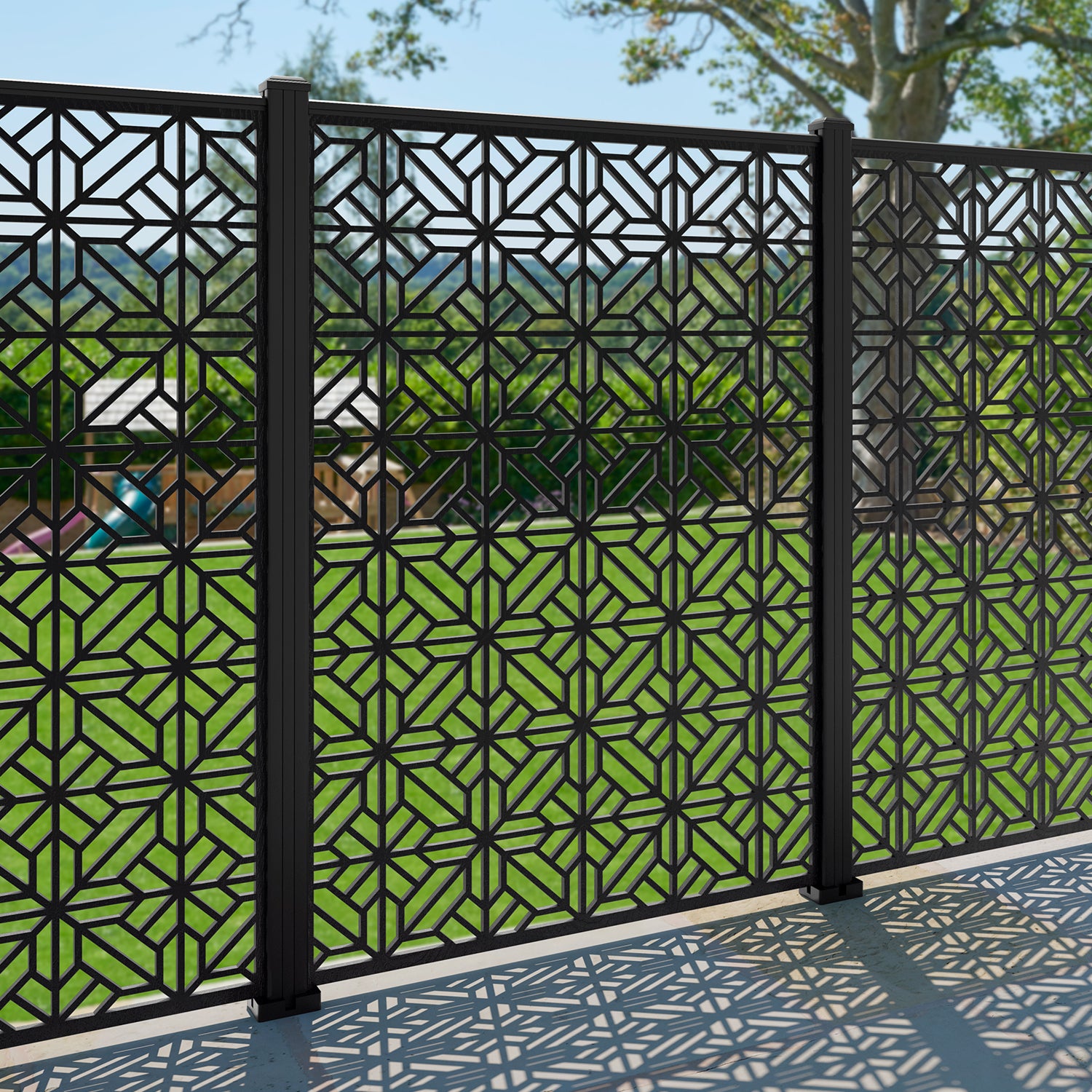 Geo Decorative Fence - 120x180cm - with our aluminium posts
