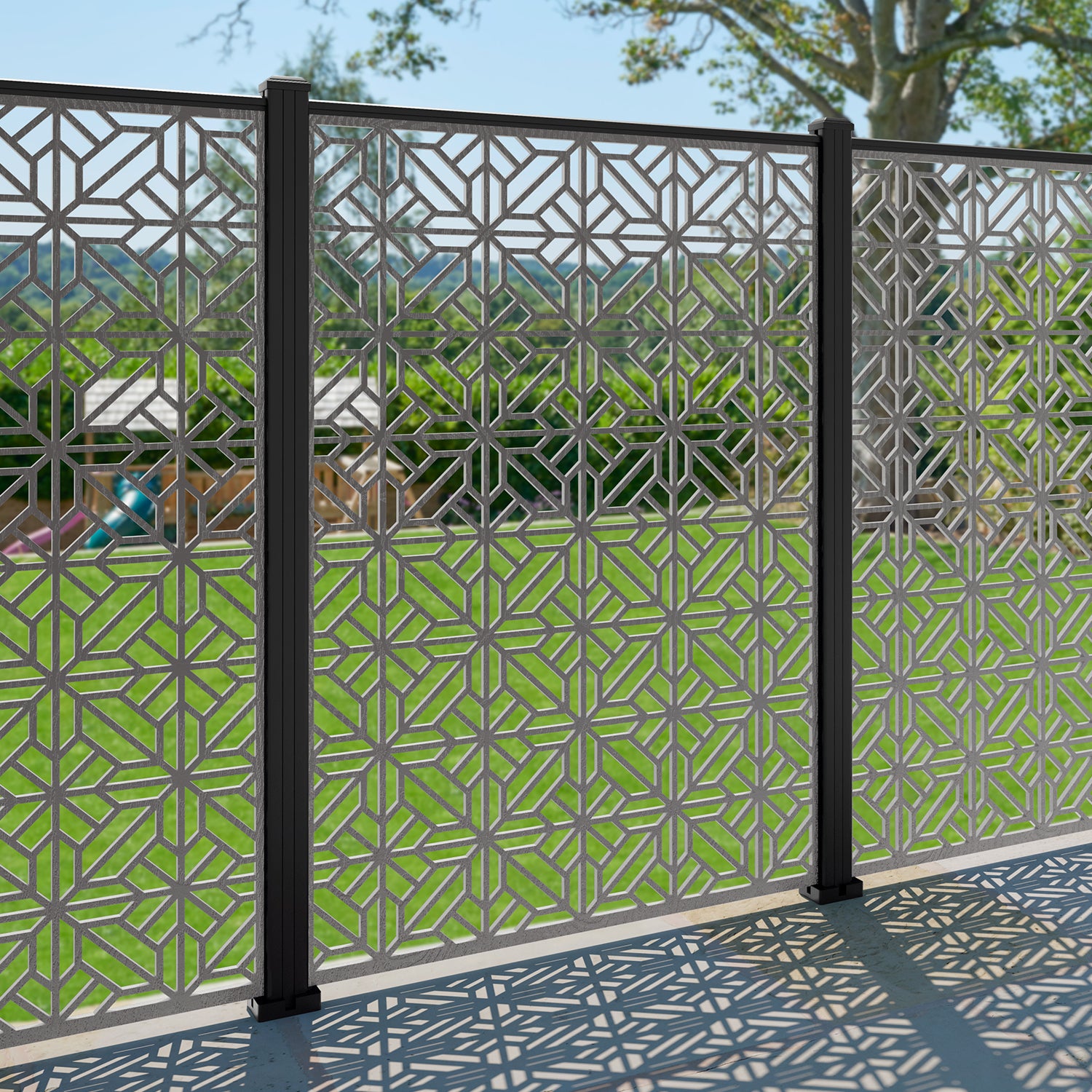 Geo Decorative Fence - 120x180cm - with our aluminium posts
