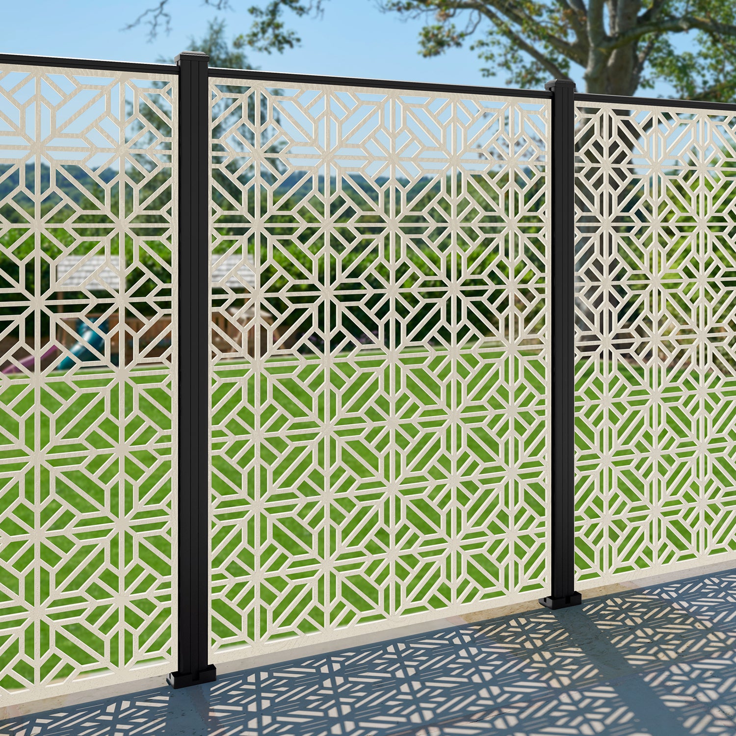 Geo Decorative Fence - 120x180cm - with our aluminium posts