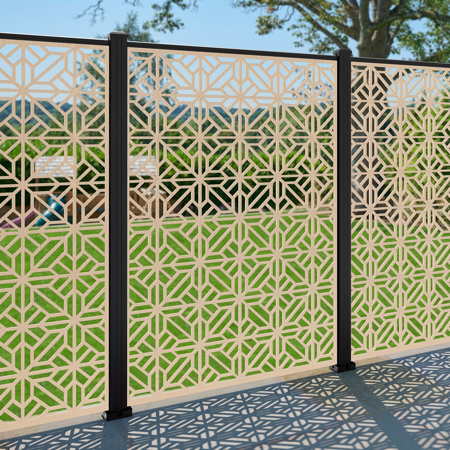 Geo Decorative Fence - 120x180cm - with our aluminium posts