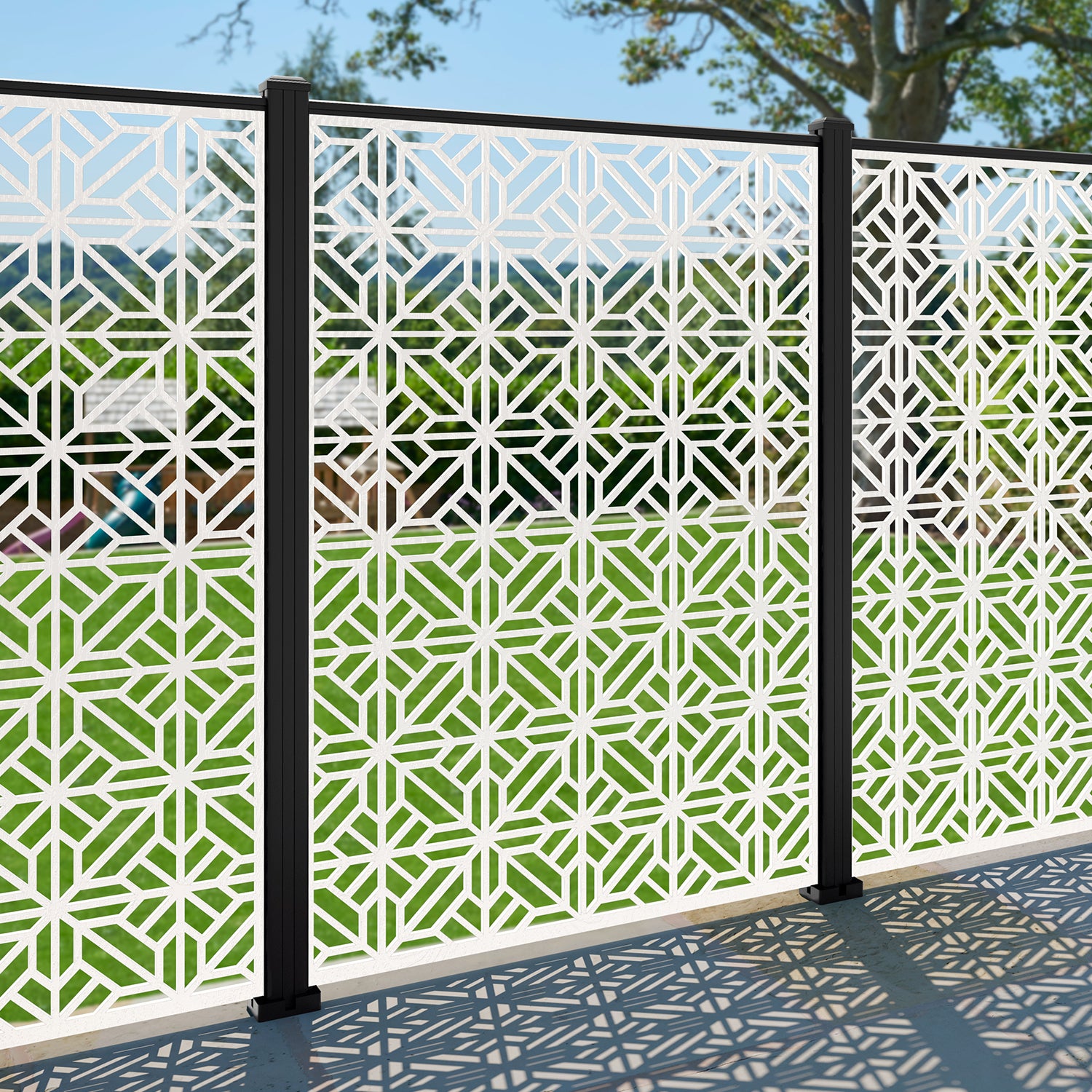 Geo Decorative Fence - 120x180cm - with our aluminium posts