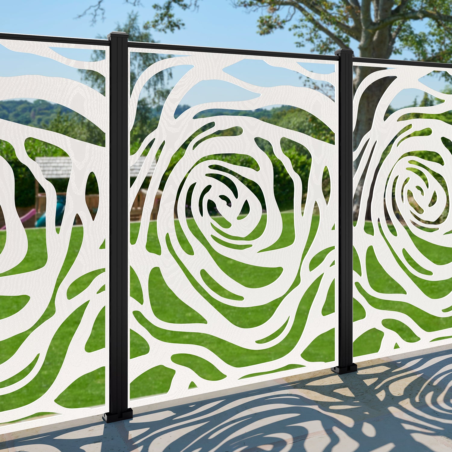 Roses Decorative Fence - 120x180cm - with our aluminium posts