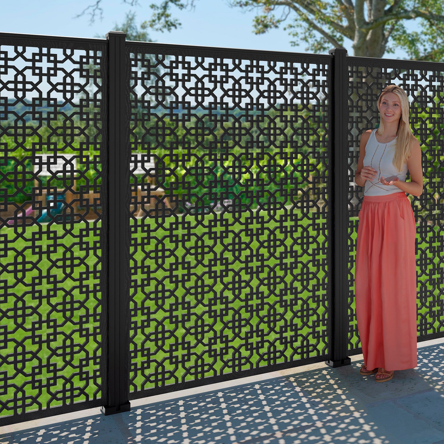 Zaria Decorative Fence - 120x180cm - with our aluminium posts