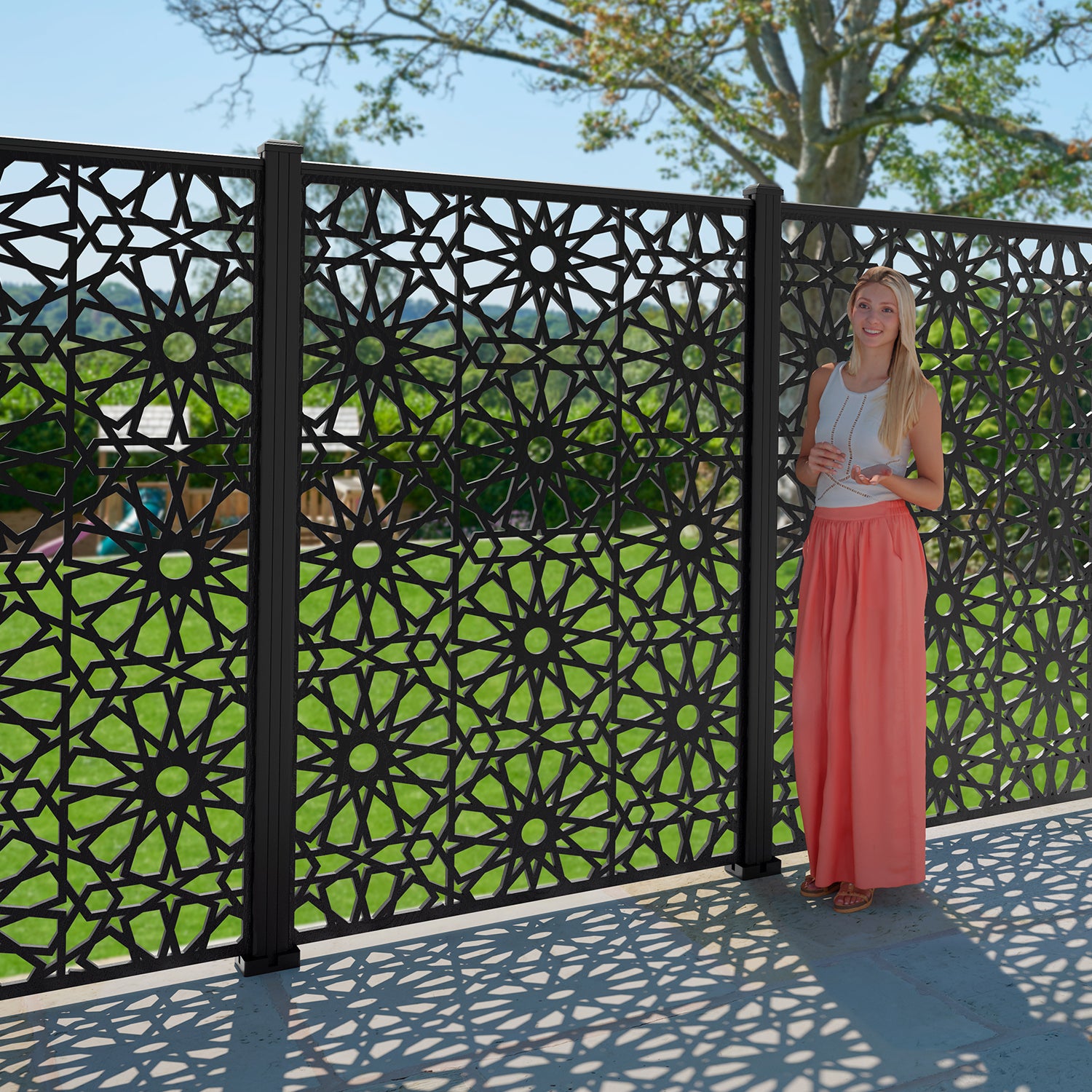 Amina Decorative Fence - 120x180cm - with our composite posts