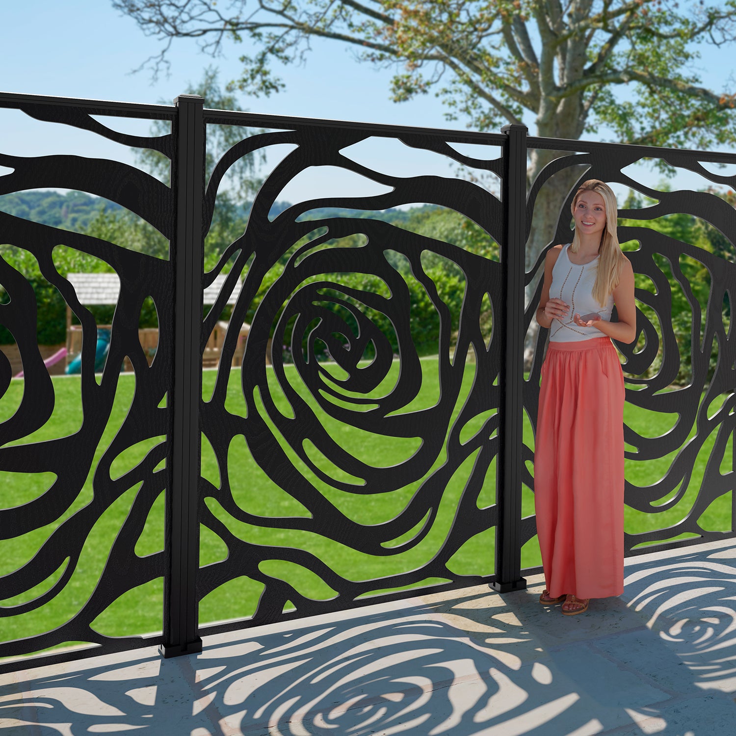 Roses Decorative Fence - 120x180cm - with our composite posts