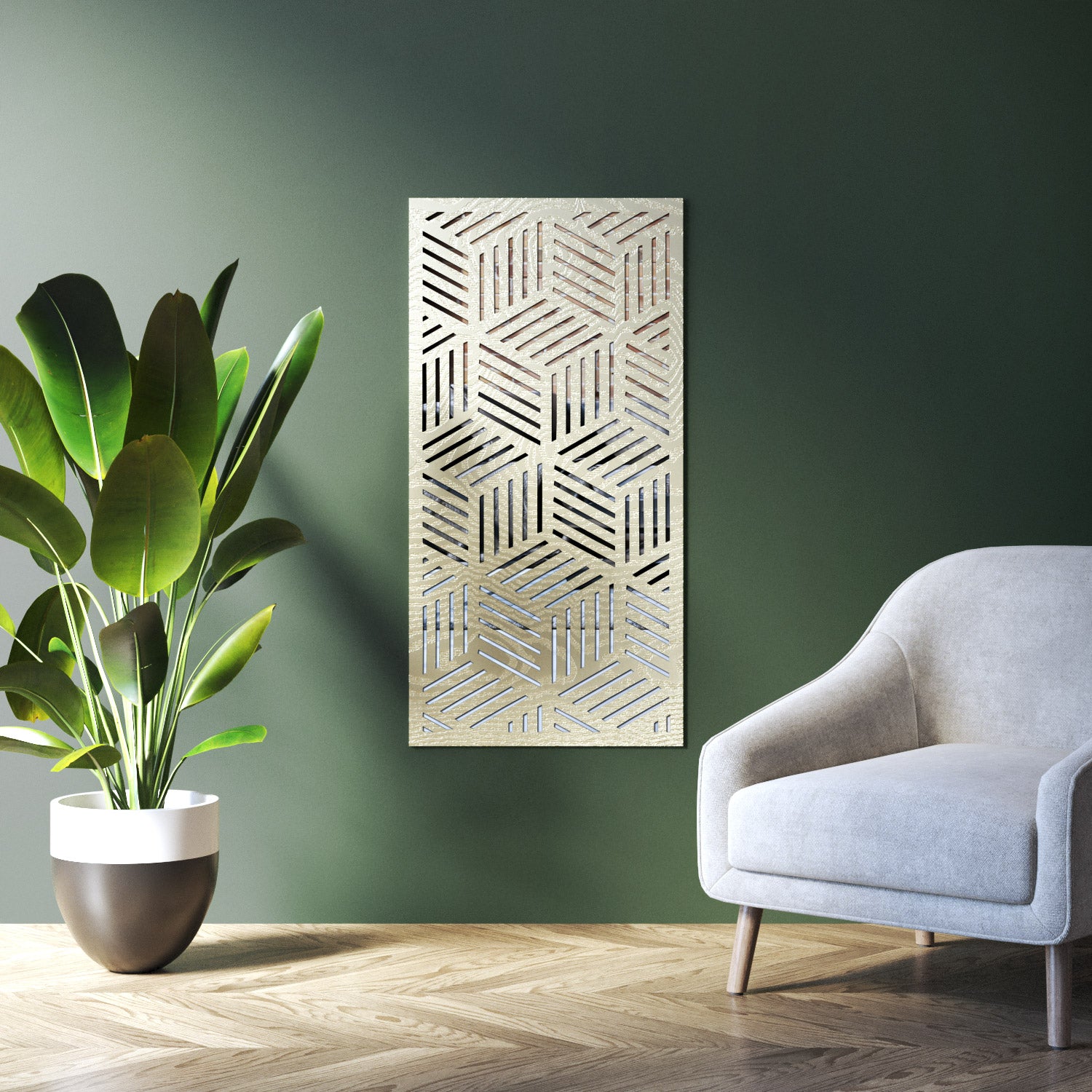 Cubed indoor decorative mirrored panel