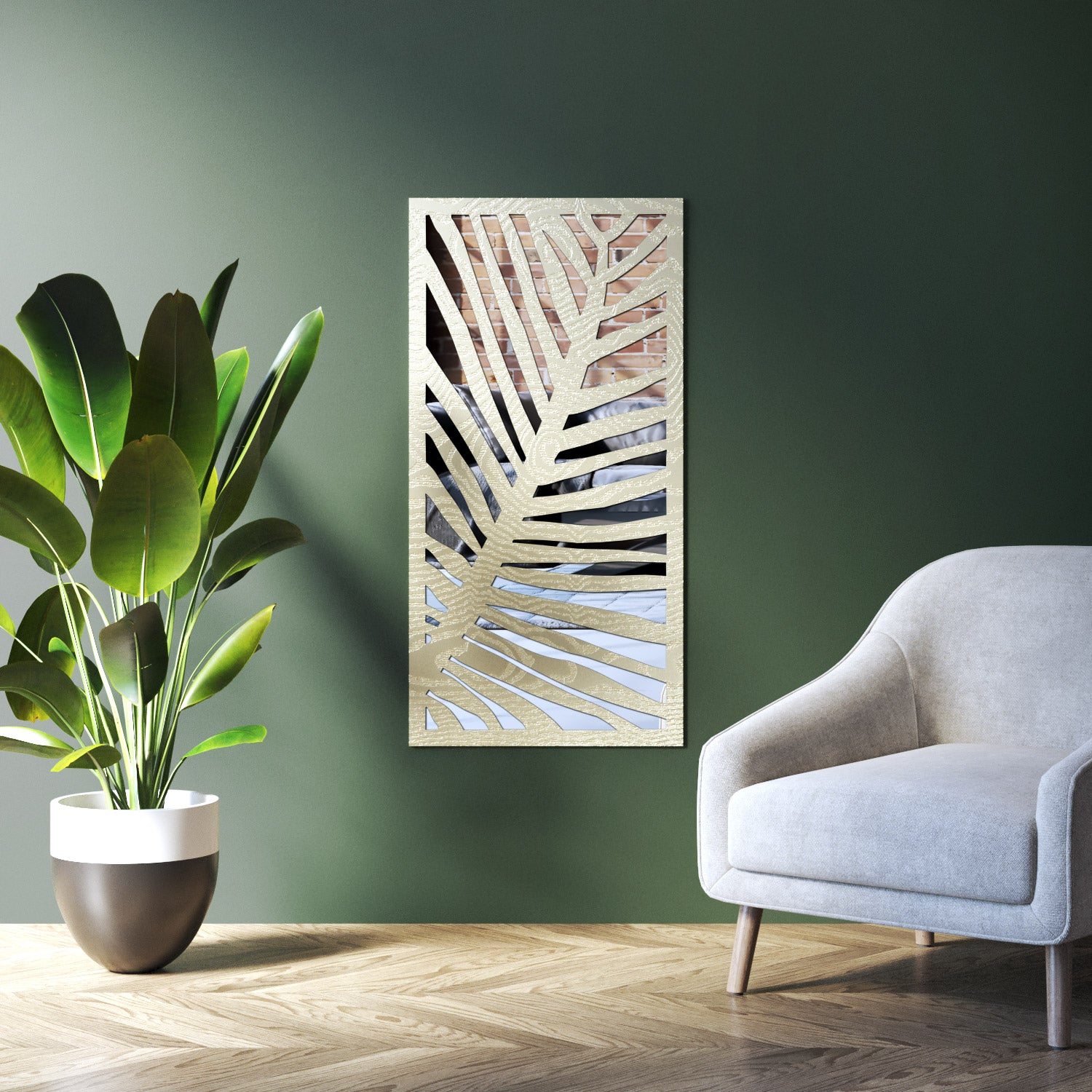 Palm indoor decorative mirrored panel