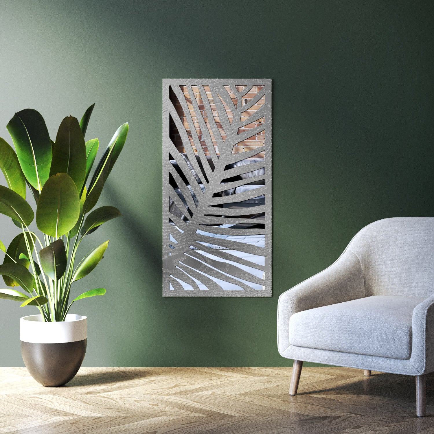 Palm indoor decorative mirrored panel